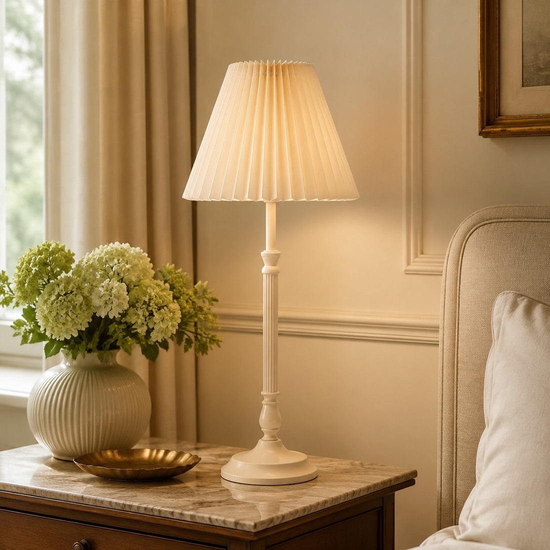French Country Fabric Metal Table Lamp