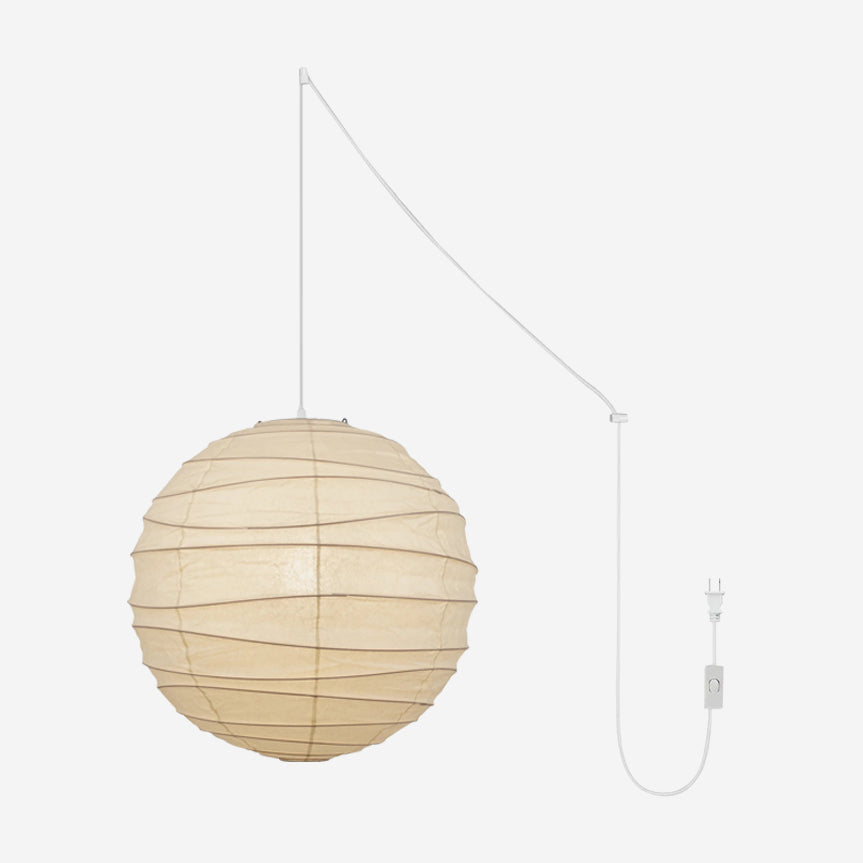 White Washi Paper Plug-In Pendant