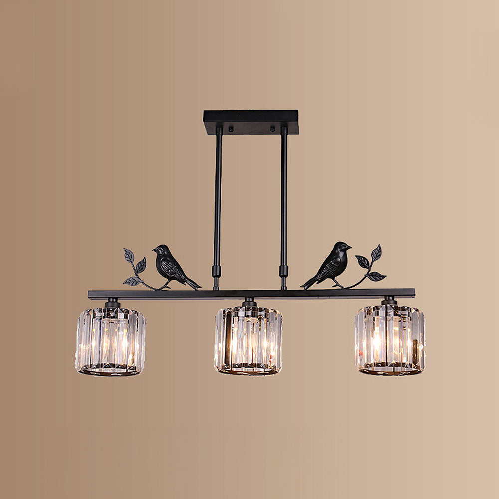 Crystal Island Pendant Light - Multi-Head Bird Theme Luxe Design