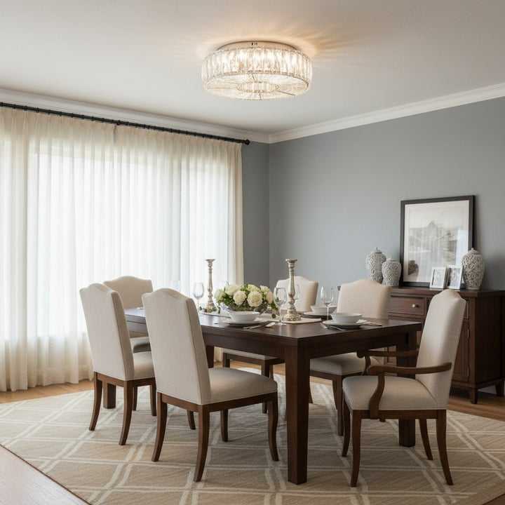 Clereon Elegant Round Flush Mount Ceiling Light – Modern Glass Design for Living Room