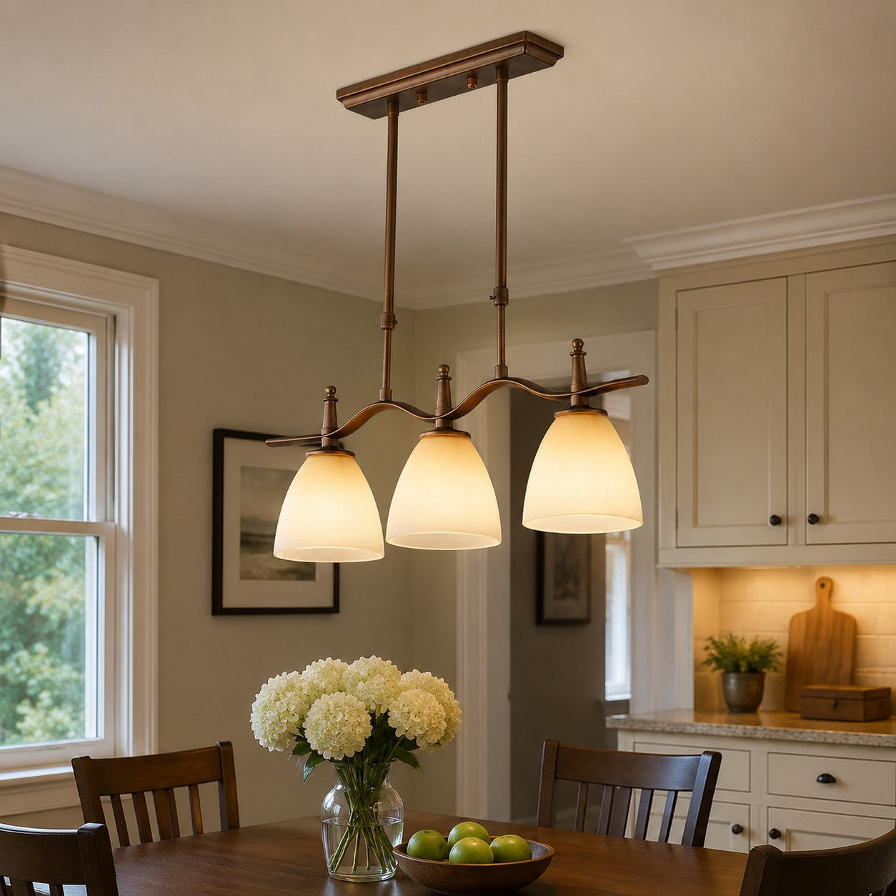 Vintage Linear Glass Pendant Fixture