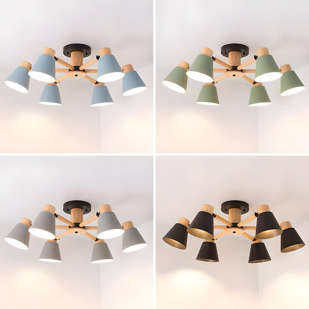 Wooden Ceiling Light - Flush Mount Living Room Lamp Natural