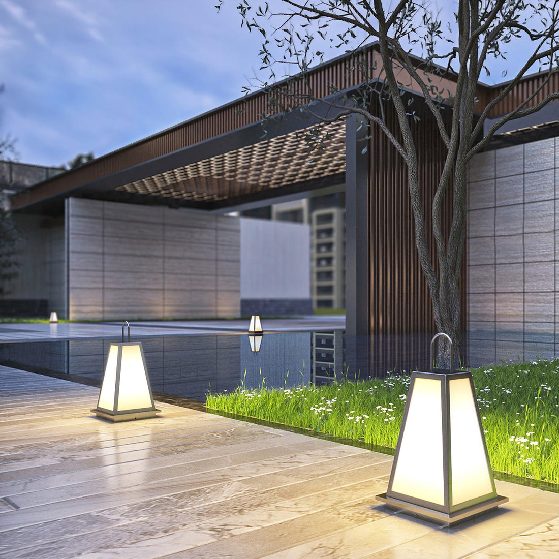 Tragbare Außenlampe – Gartenfertig – Dezente Anmut