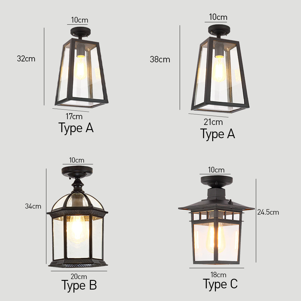 Weatherproof Ceiling Light - IP65 Vintage Black Outdoor Fixture