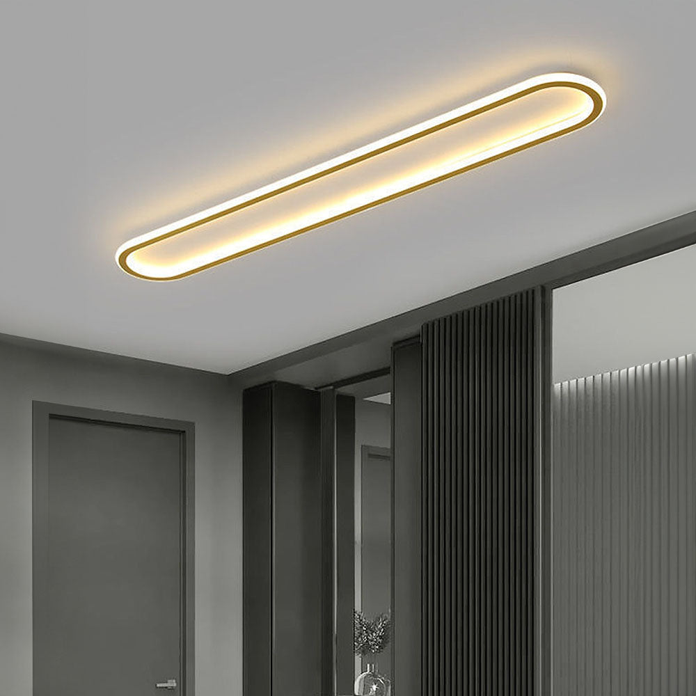 Oval LED Ceiling Light - Gold Art Deco Design Lamp for Modern Homes