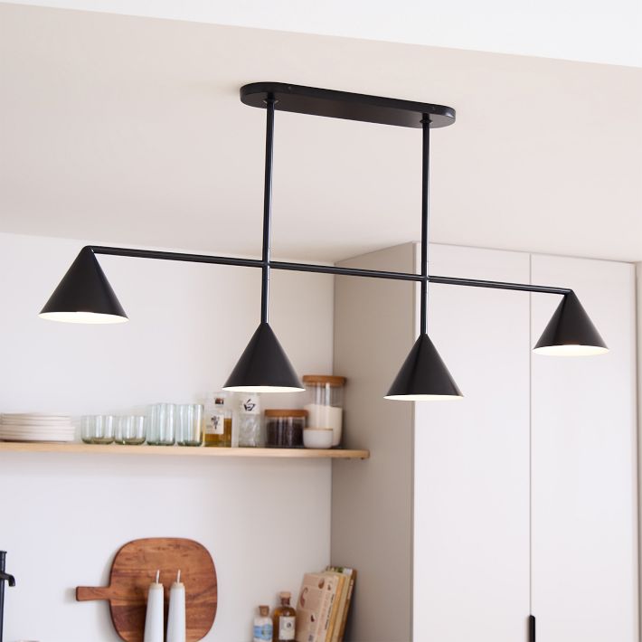 Brivana Modern Metal Chandelier - Black Cone Pendant Lamp for Office