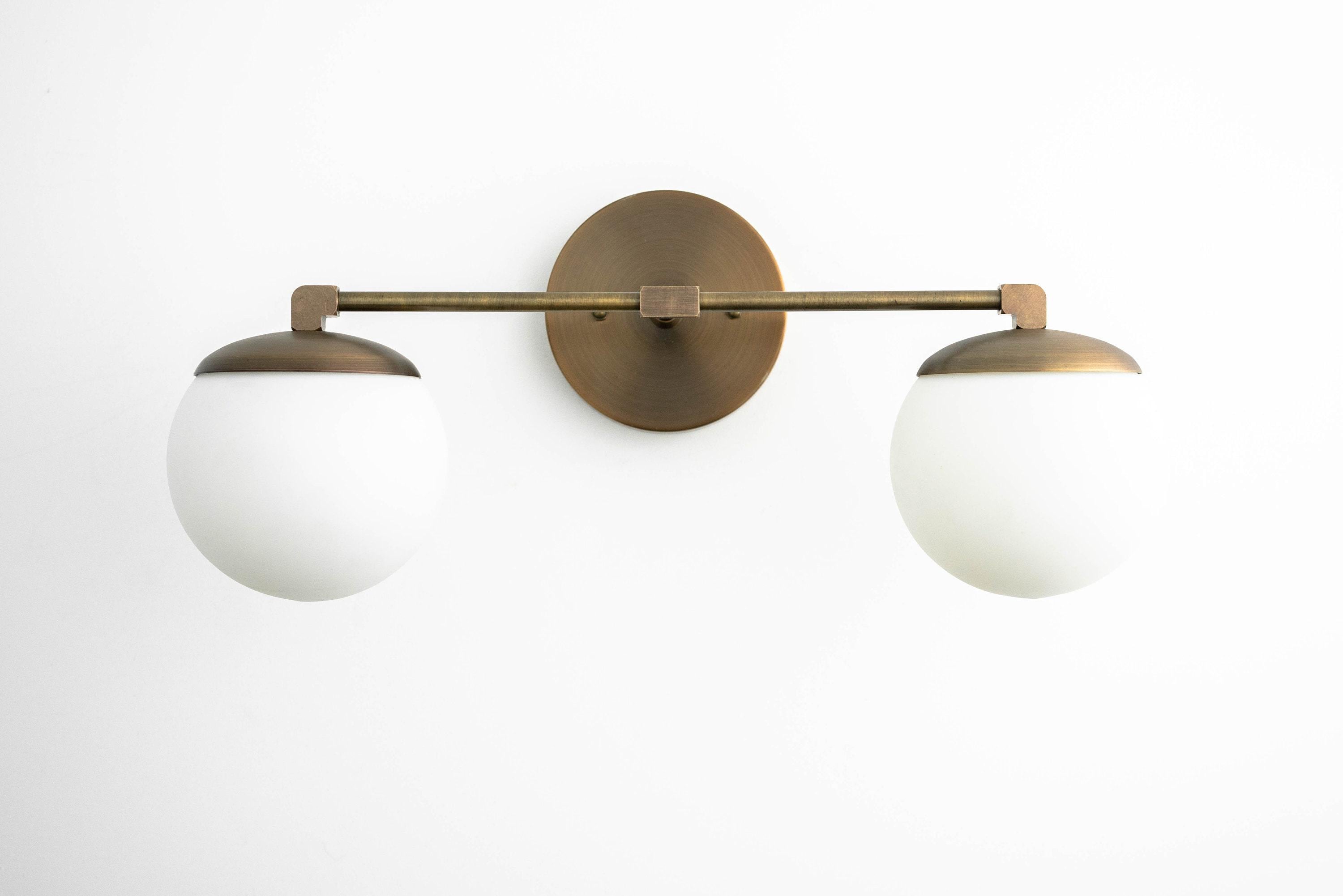 Glorica Glass Vanity Light - Art Deco Brass Wall Globe Fixture Modern