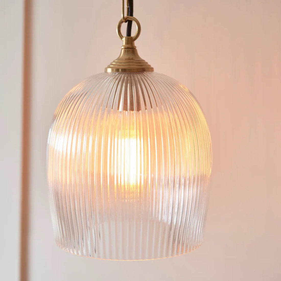 Brazara Glass Dome Pendant Light – Classic Metal Trim Design for Kitchen and Dining