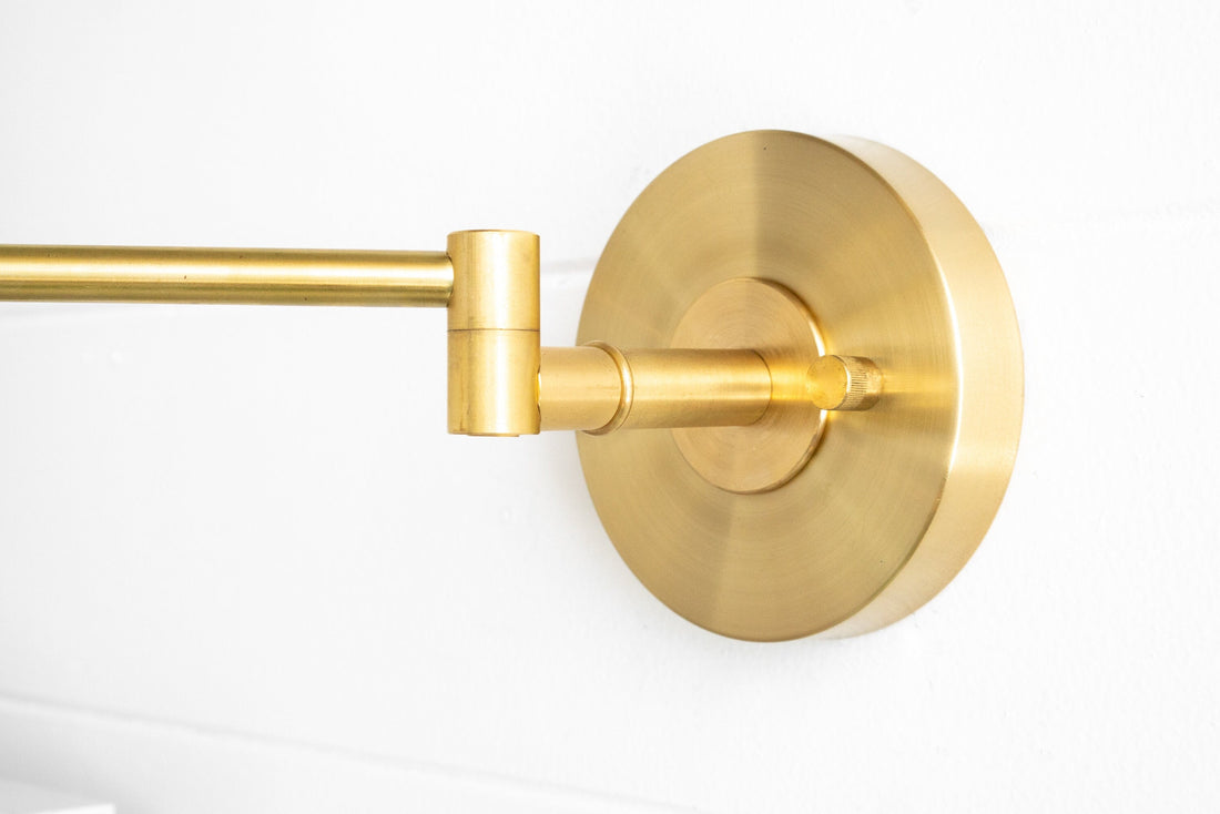 Ornato Luxe Brass Schoolhouse Sconce - Art Deco Wall Light with White Shade