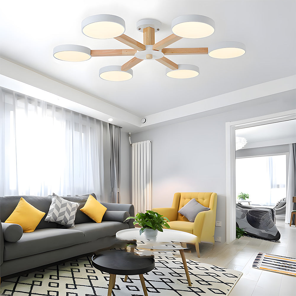 Branch Round Ceiling Lamp - Nordic Multi Fixture for Living Room