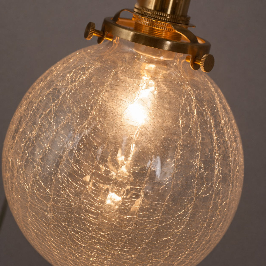Crackled Glass Globe Brass Pendant Light