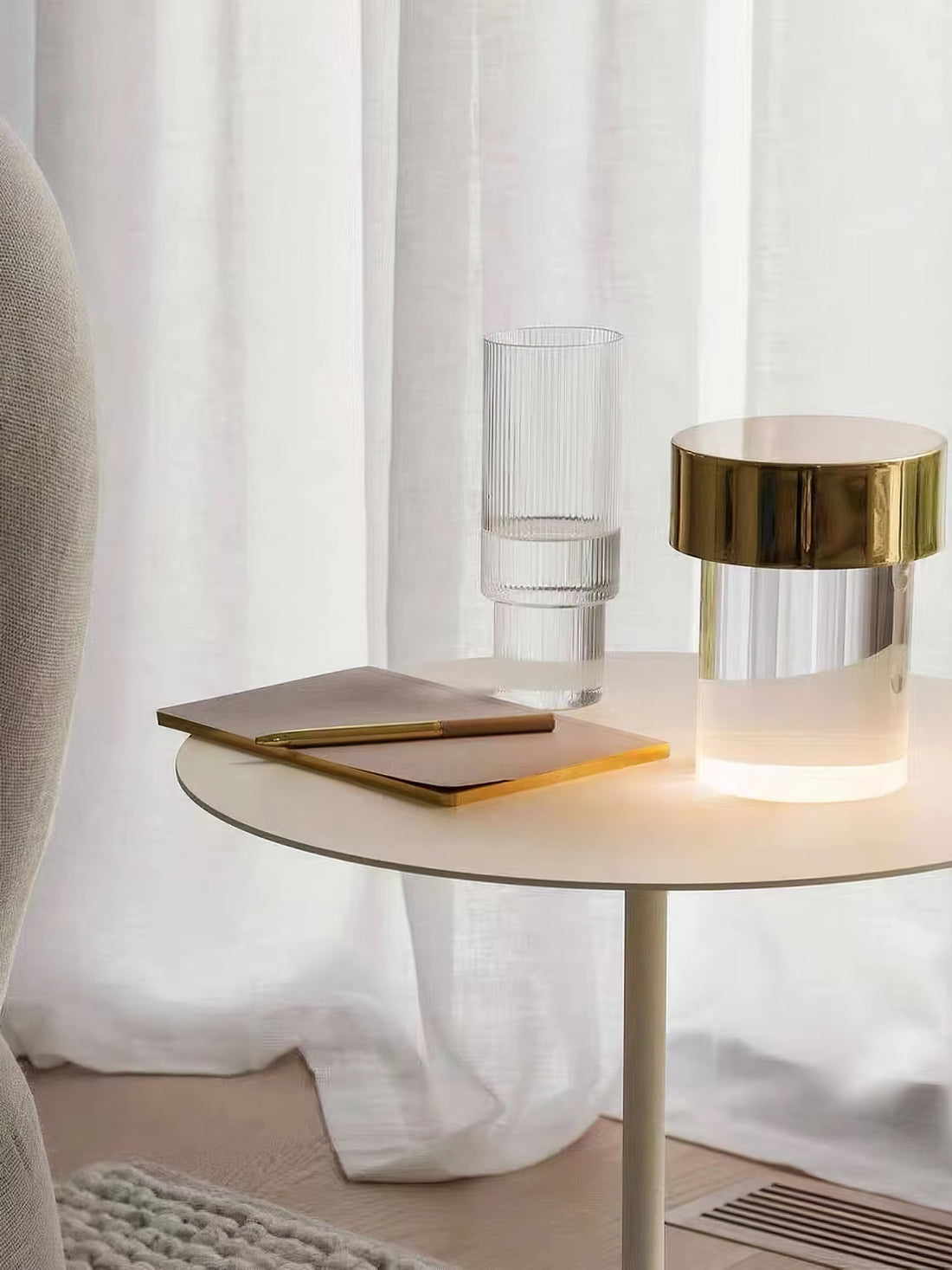 Tragbare Tischlampe – wiederaufladbare Glaslampe für Wohnzimmer und Schreibtisch