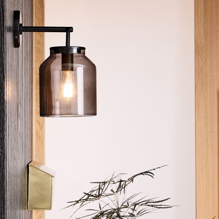 Hanton Metal Outdoor Wall Sconce - Matte Black Industrial Light Fixture