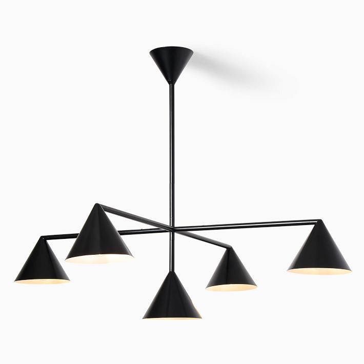 Brivana Modern Metal Chandelier - Black Cone Pendant Lamp for Office