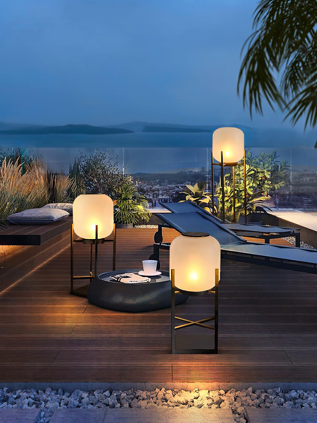 Solar Lantern Floor Lamp - Waterproof Outdoor Light for Garden & Patio