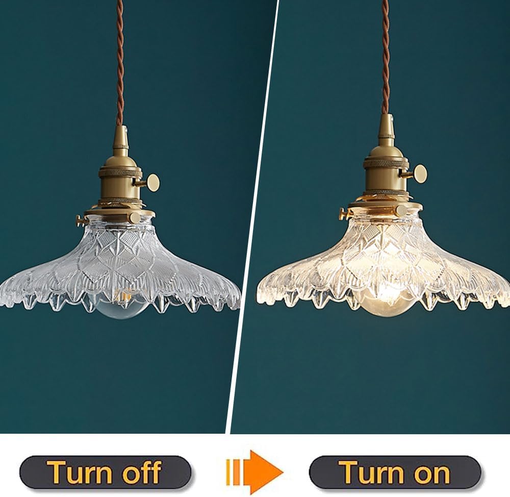 Vintage Glass Pendant Light - Disc Design Fixture for Dining Entryway