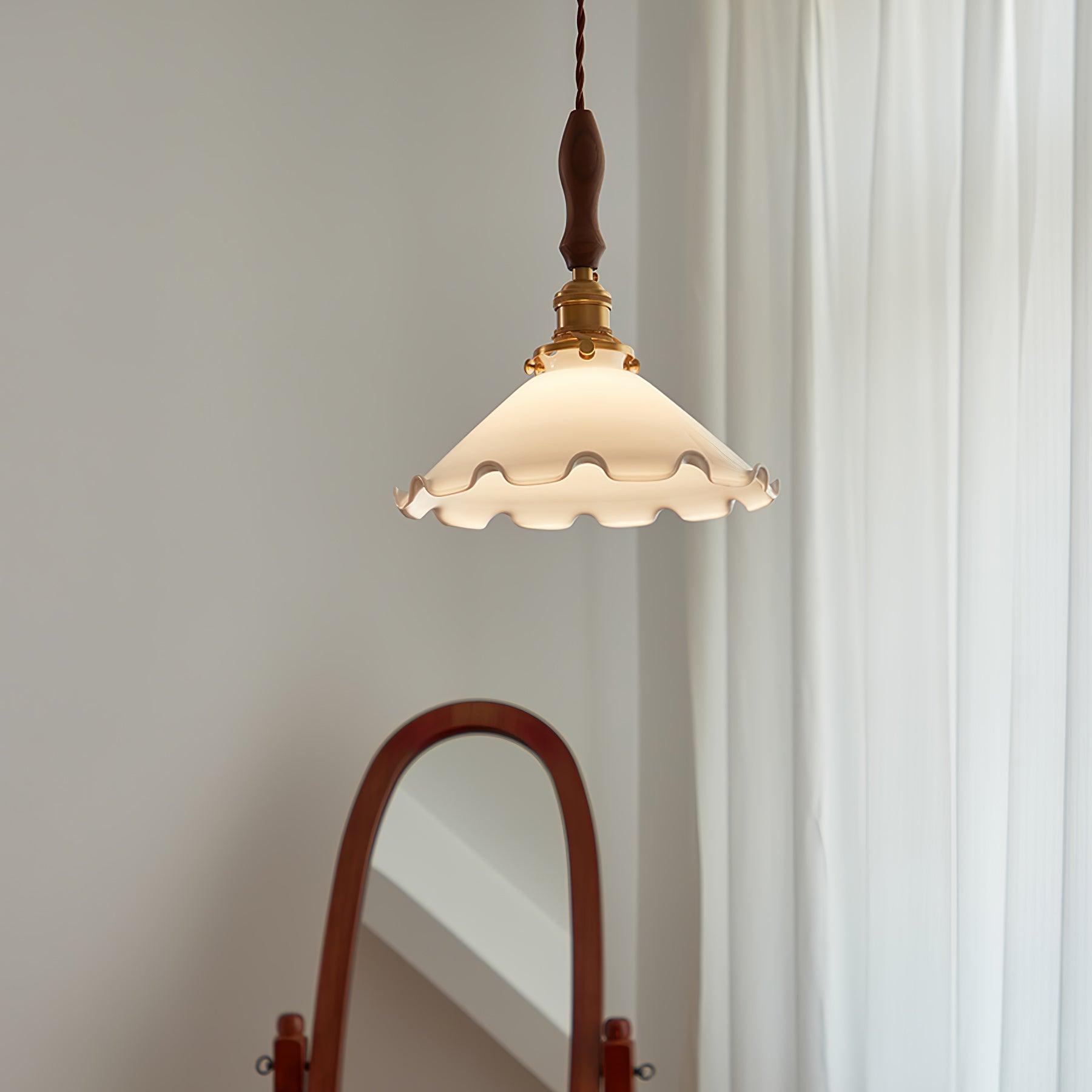 White Sculptural Glass Plug-In Pendant