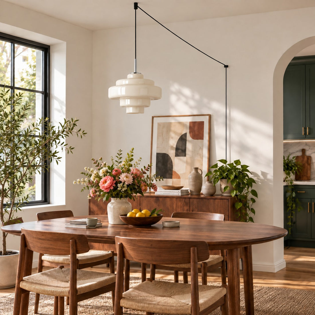 Koloro Millie Glas-Pendelleuchte mit Stecker - Retro-Pendelleuchte in bunten Farben für moderne Innenräume