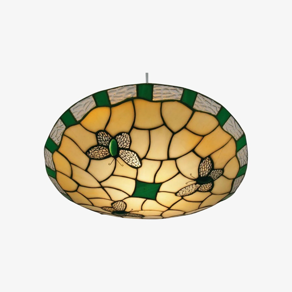 TF Butterfly Pendant Lamp — Decorative Stained Glass Pendant Light for Bedroom or Entryway