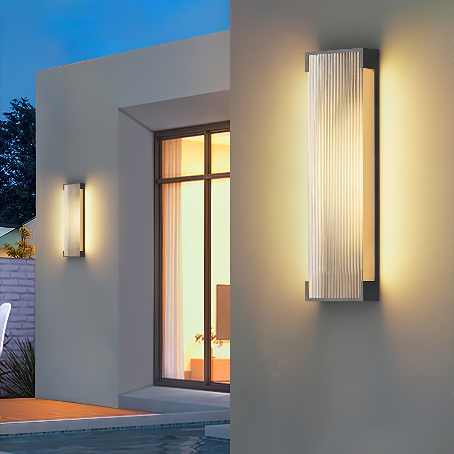 Rectangular Outdoor Wall Light - Modern Black Lamp for Porch & Garden