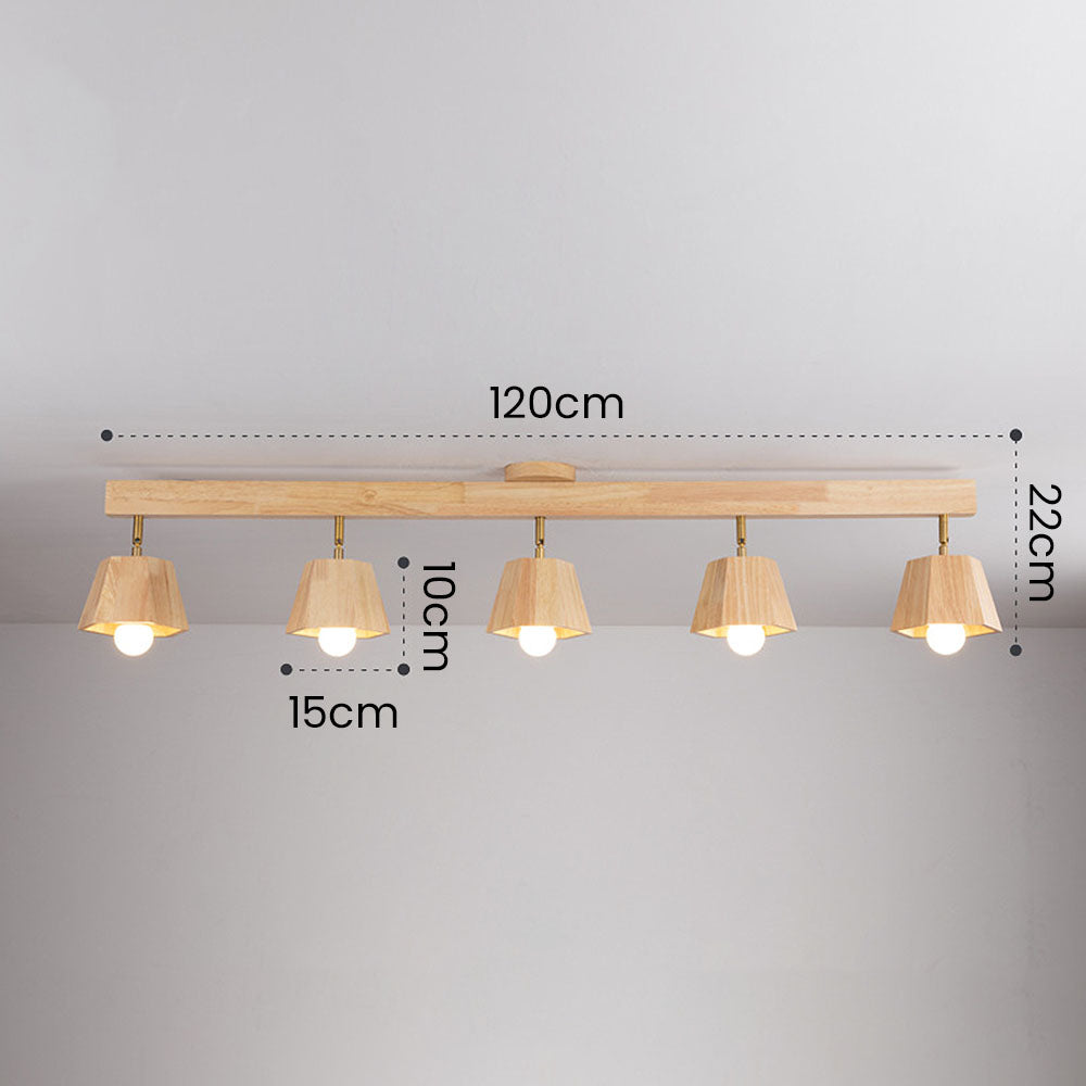 Adjustable Wood Ceiling Light - Polygons Track Light for Living Room