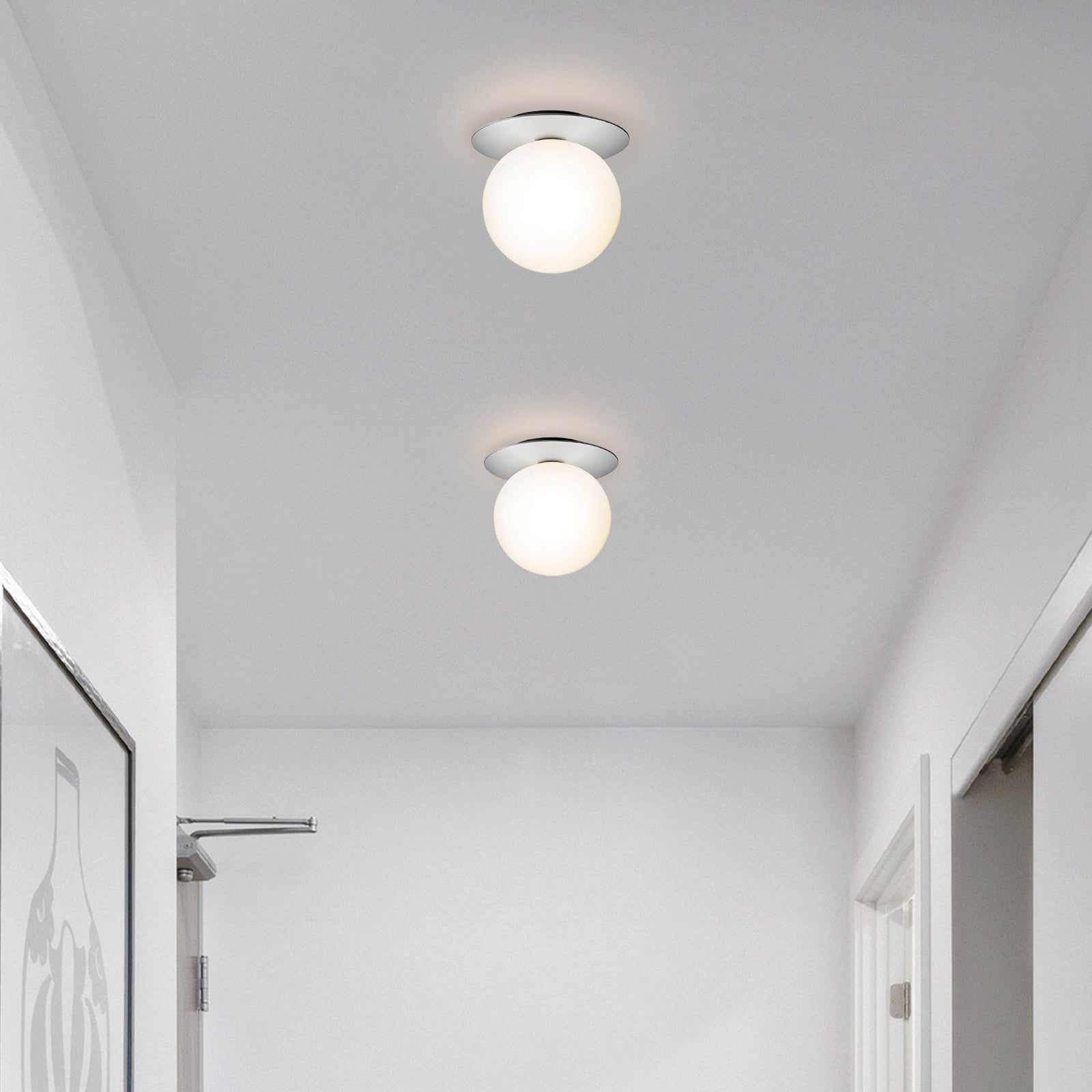 Glass Orb Ceiling Light - Modern Metal Ball Ceiling Lamp for Hallway