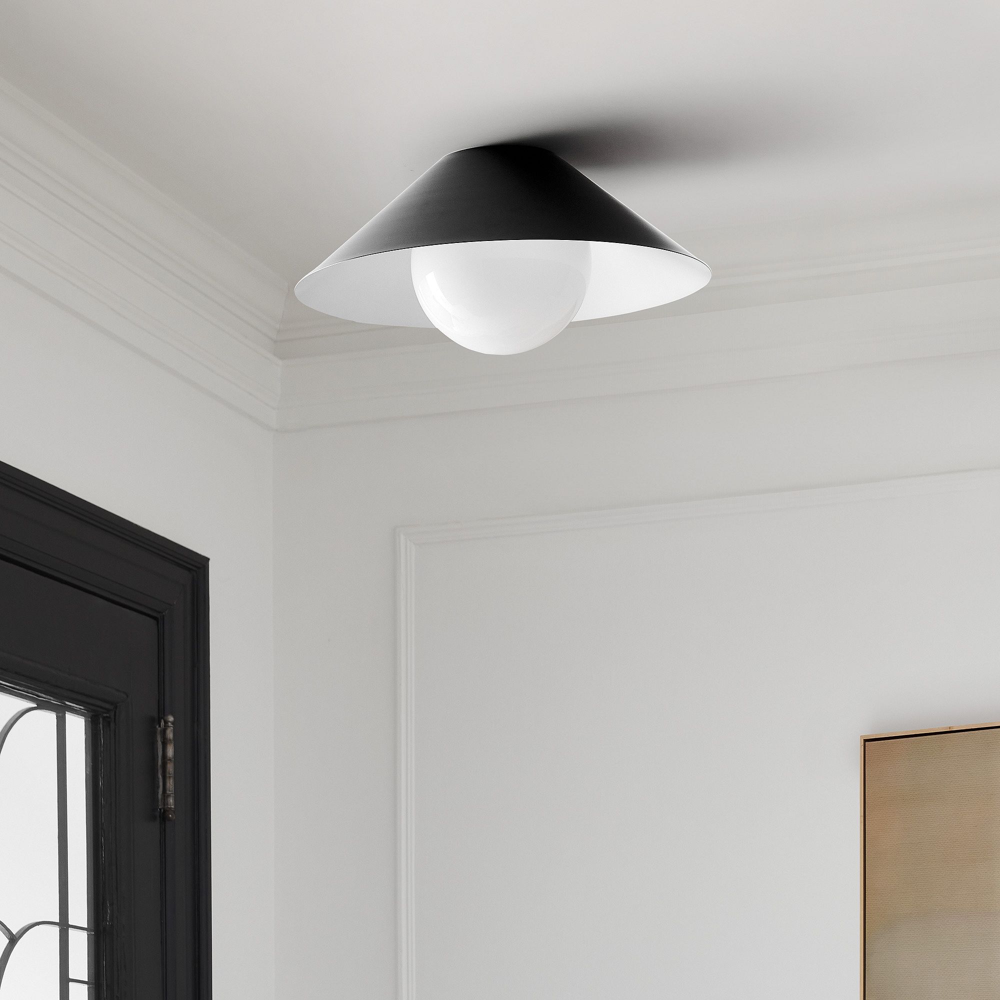 Brivana Metal Semi-Flush Ceiling Light - Modern Cone Lamp for Hallway