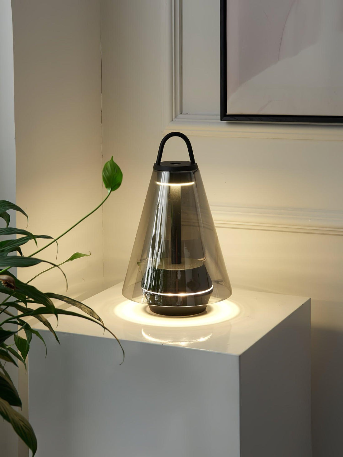 Table Lamp - Rechargeable Glass LED Light for Indoor Use