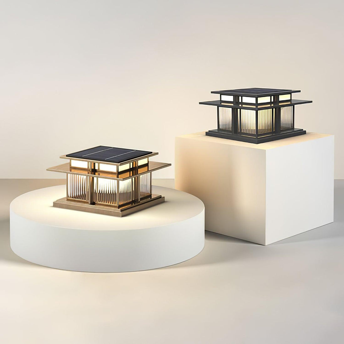 Solar-Säulenleuchte für den Außenbereich – wasserdichte moderne Pfostenlampe für Wege