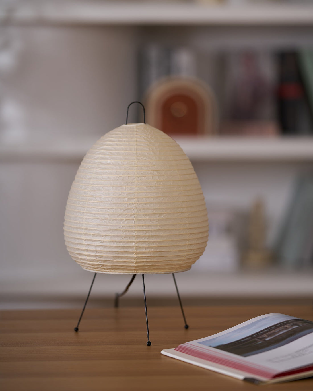 Japanisch inspirierte Papiertischlampe – Maulbeerpapierlampe fürs Schlafzimmer