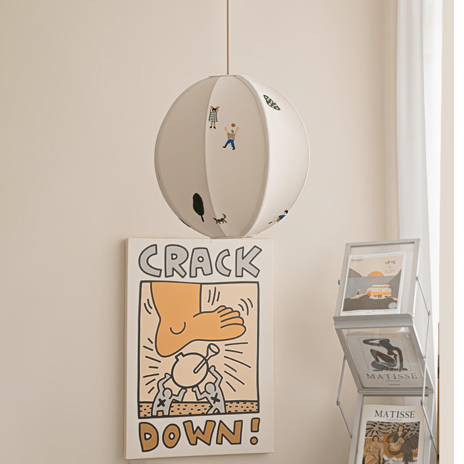 Bunte Baumwoll-Szenenpendelleuchte mit Stecker