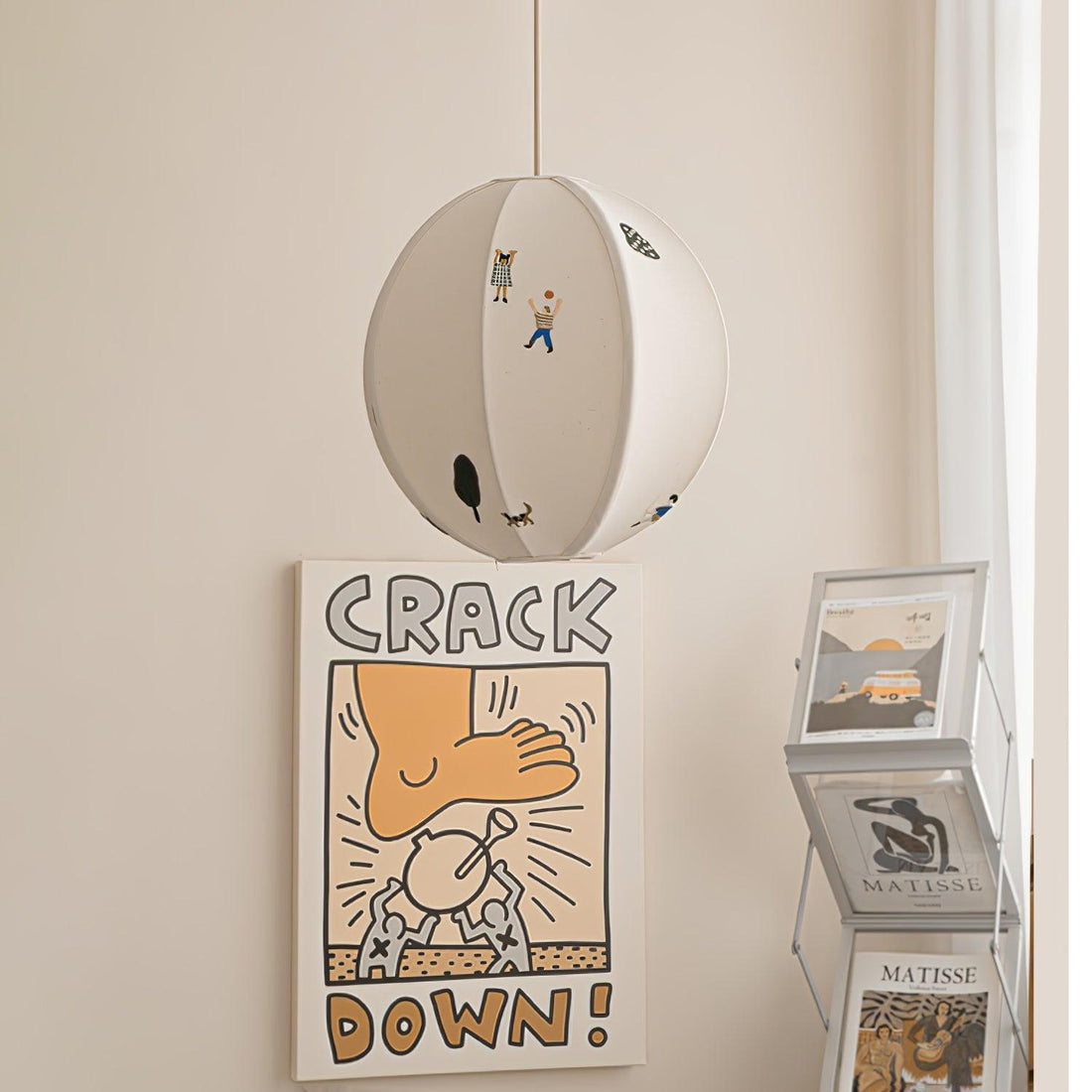 Bunte Baumwoll-Szenenpendelleuchte mit Stecker
