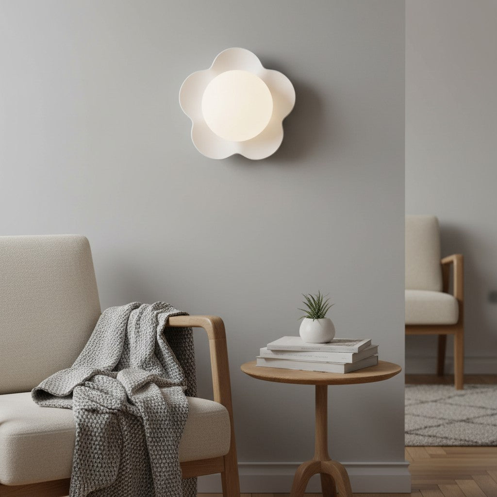 Florixa Blooming Flower Wall Sconce - Plug-in and Hardwired Lamp for Bedroom Decor