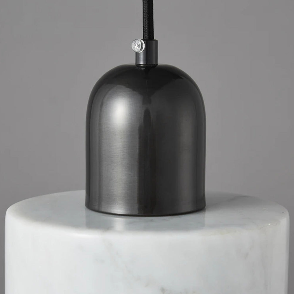 Modern Marble Pendant Lamp - Green Cylindrical Light for Dining Area
