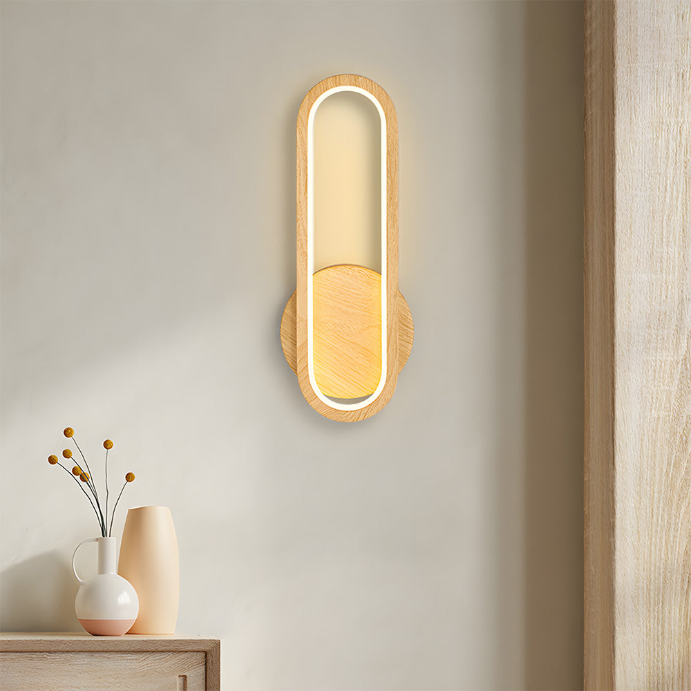 Retro Wood LED Wall Light - Rustic Living Room Fixture