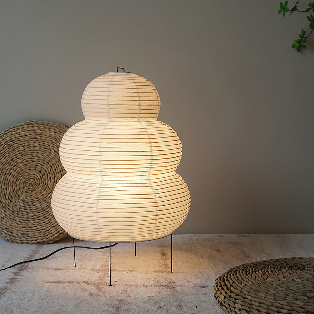 Japanisch inspirierte Papiertischlampe – Maulbeerpapierlampe fürs Schlafzimmer