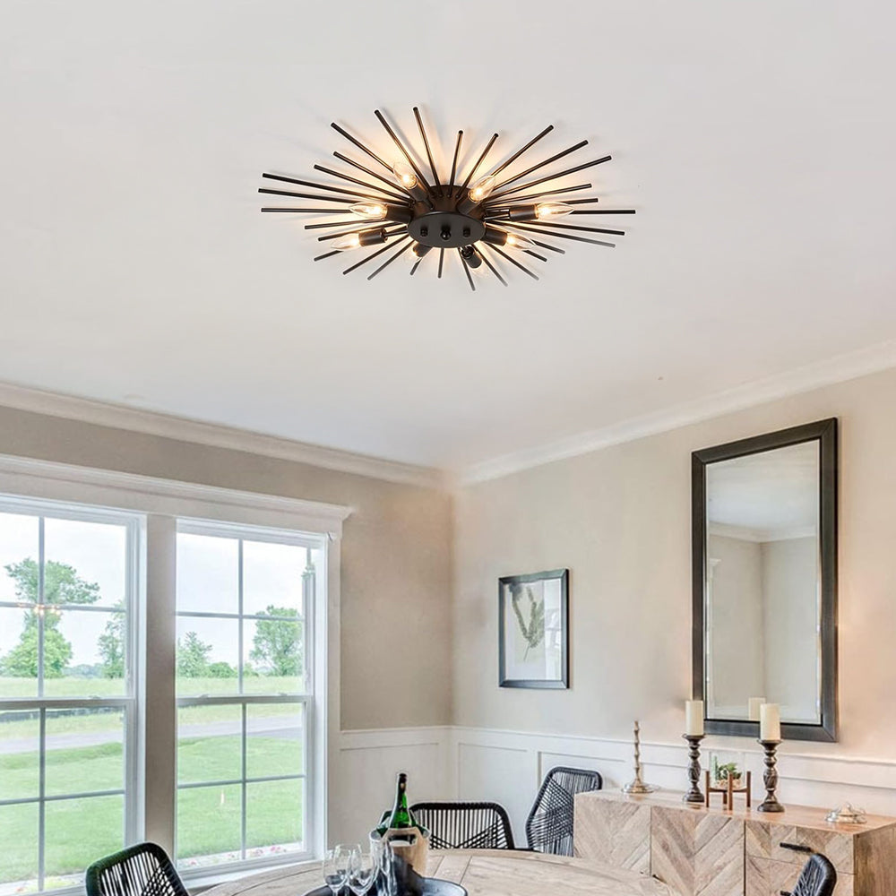 8 Lights Modern Aluminum Ceiling Light – Industrial Living Room Design