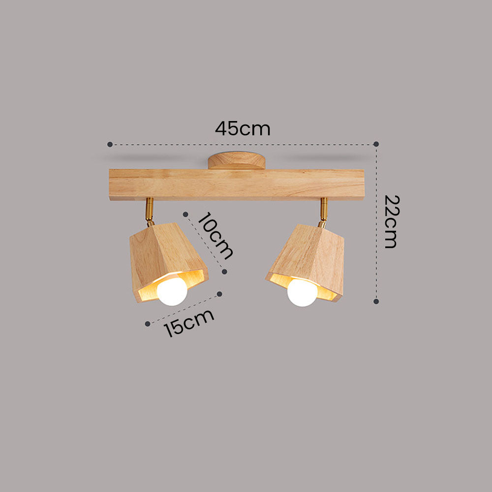 Adjustable Wood Ceiling Light - Polygons Track Light for Living Room