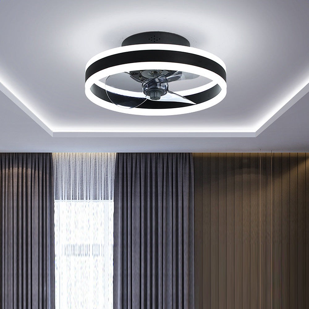 Ceiling Fan with Light – Round LED Modern Style for Bedroom Comfort