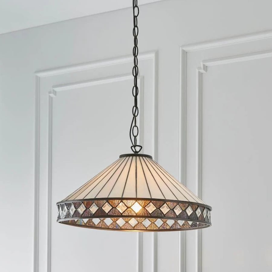 TF Fargo Pendant Light - Tiffany Style Lighting with an Art Deco Shade and Adjustable Chain