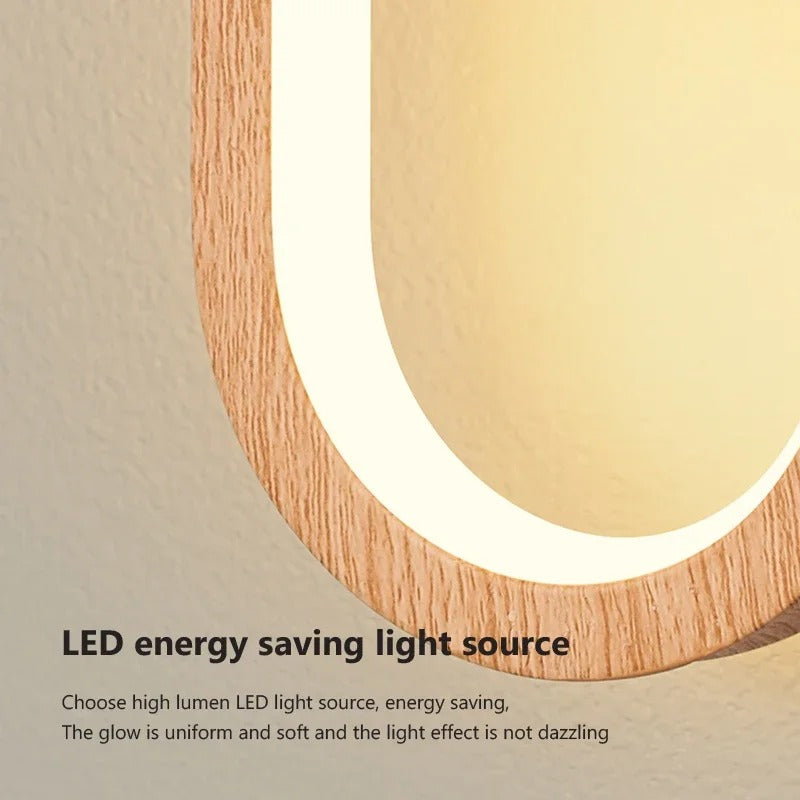 Retro Wood LED Wall Light - Rustic Living Room Fixture