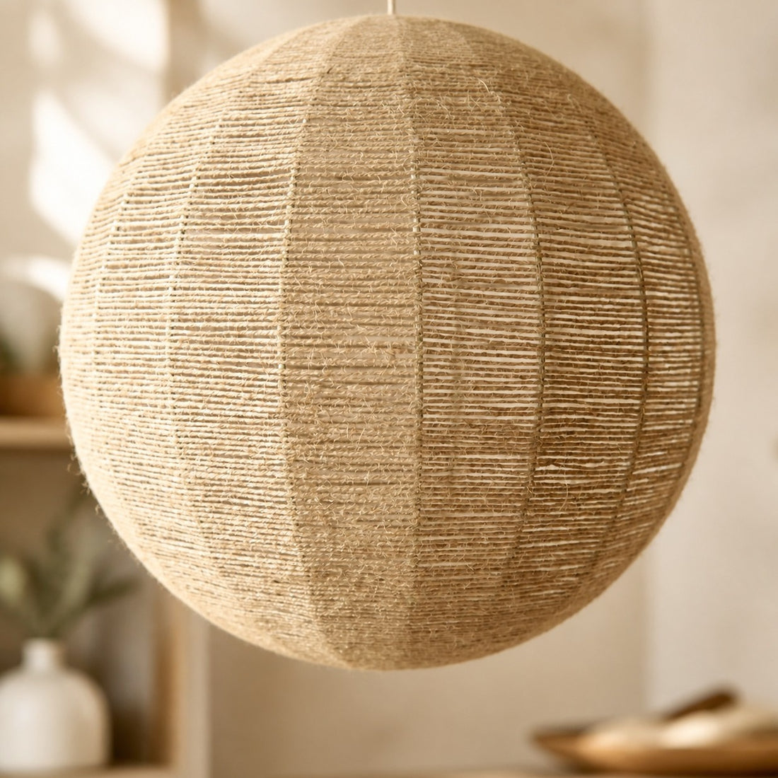 Handwoven Natural Fiber Globe Pendant Light