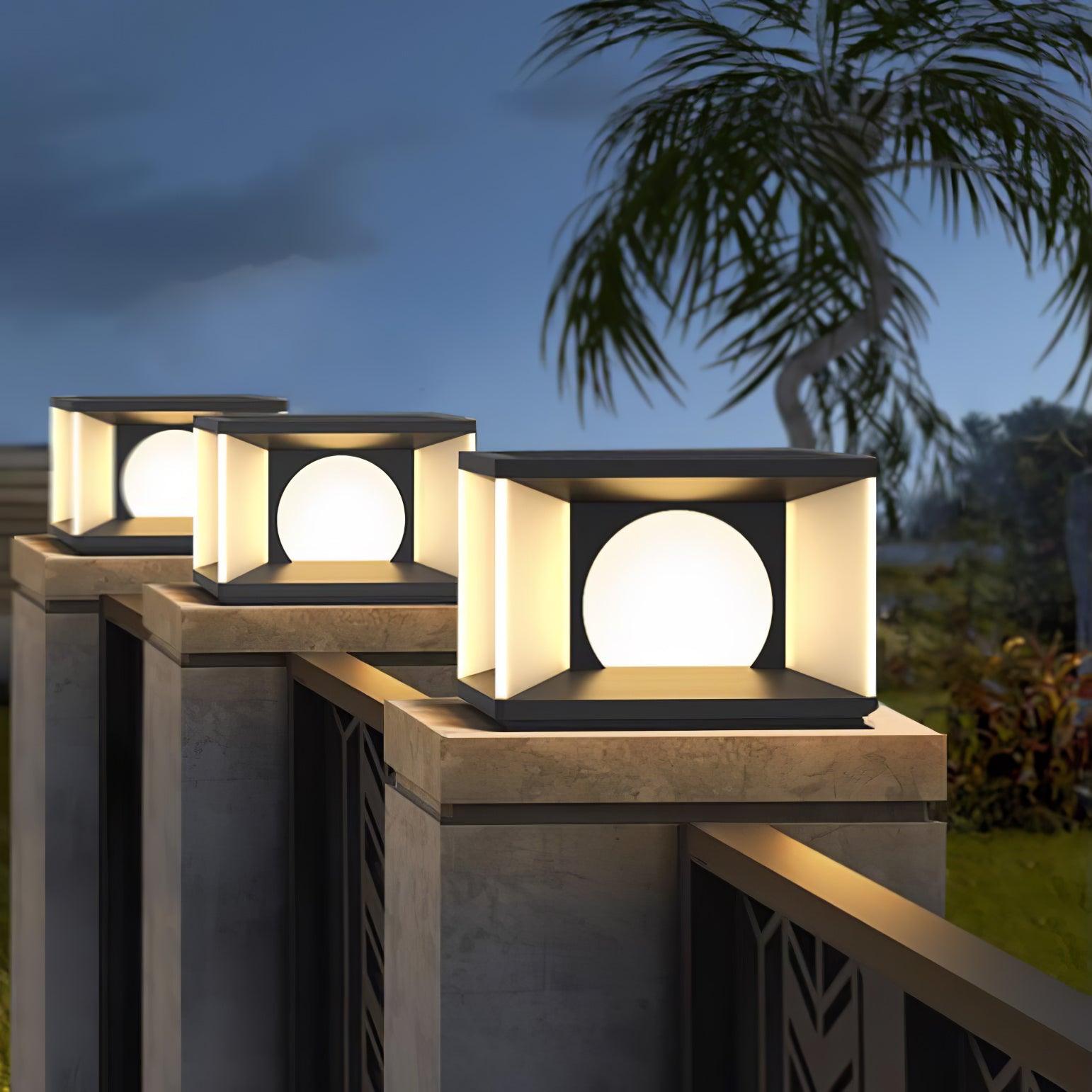 Eclipse Cube Outdoor Post Light - Weatherproof Garden & Pathway Lighting