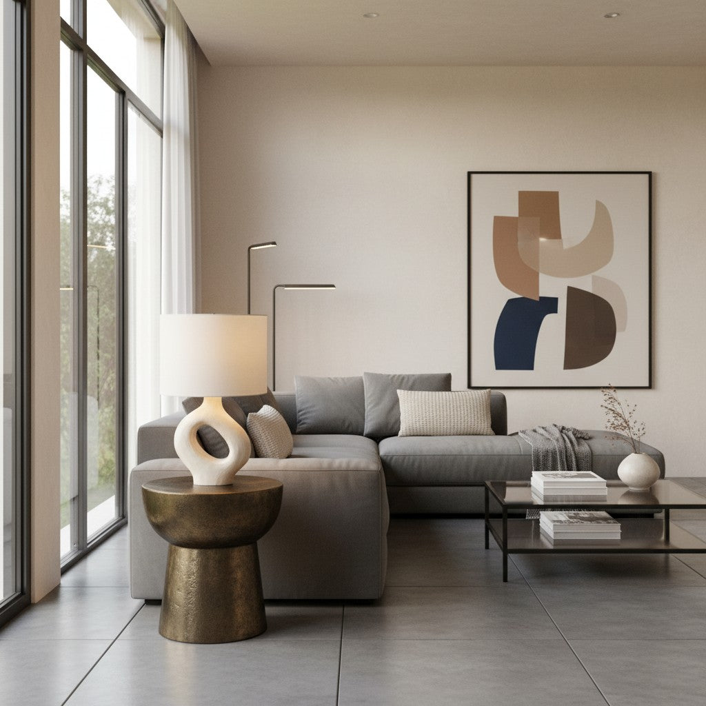 Ceruna Table Lamp with Ceramic Body and Textured Finish for Bedroom or Living Room