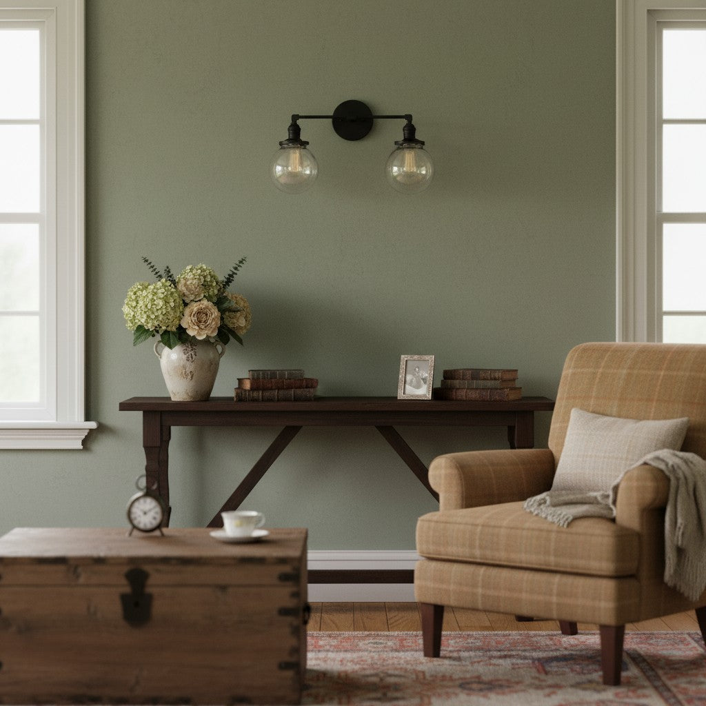 Lumio Globe Glaskugel-Waschtischleuchte – Moderne Badezimmerleuchte mit zwei Lichtern