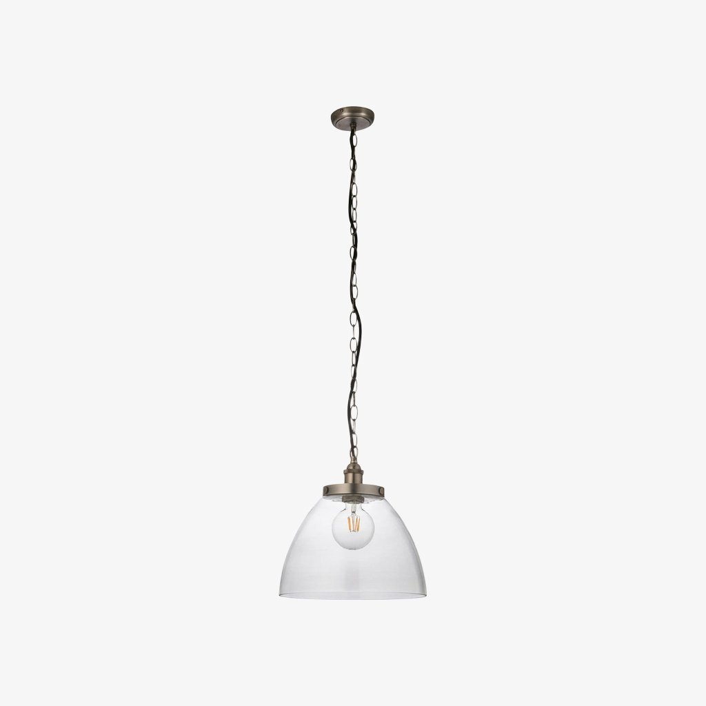 Novera Art Deco Dome Adjustable Height Glass Shade Pendant Light - Living Room