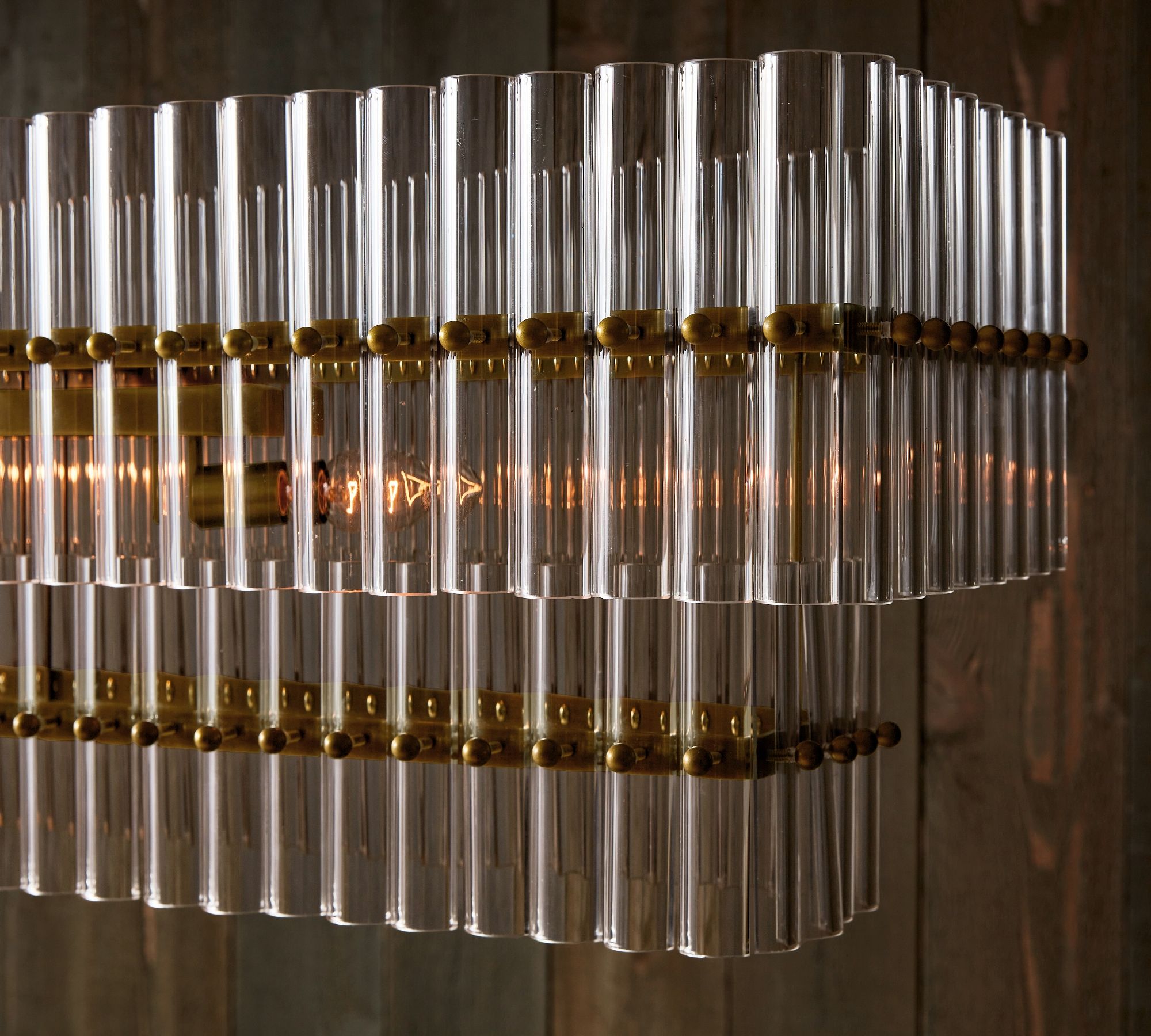 Lumora Crystal Pendant Light – Elegant Tumbled Brass & Cut Glass