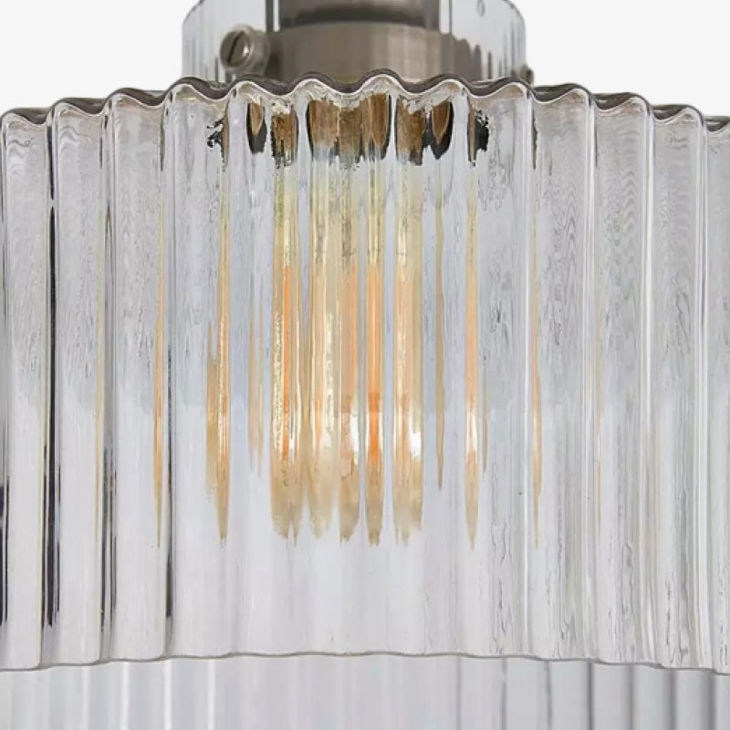 Ribora Vintage - Inspired Ribbed Glass Ceiling Lamp - Industrial Style Flush Mount for Modern Interiors U05