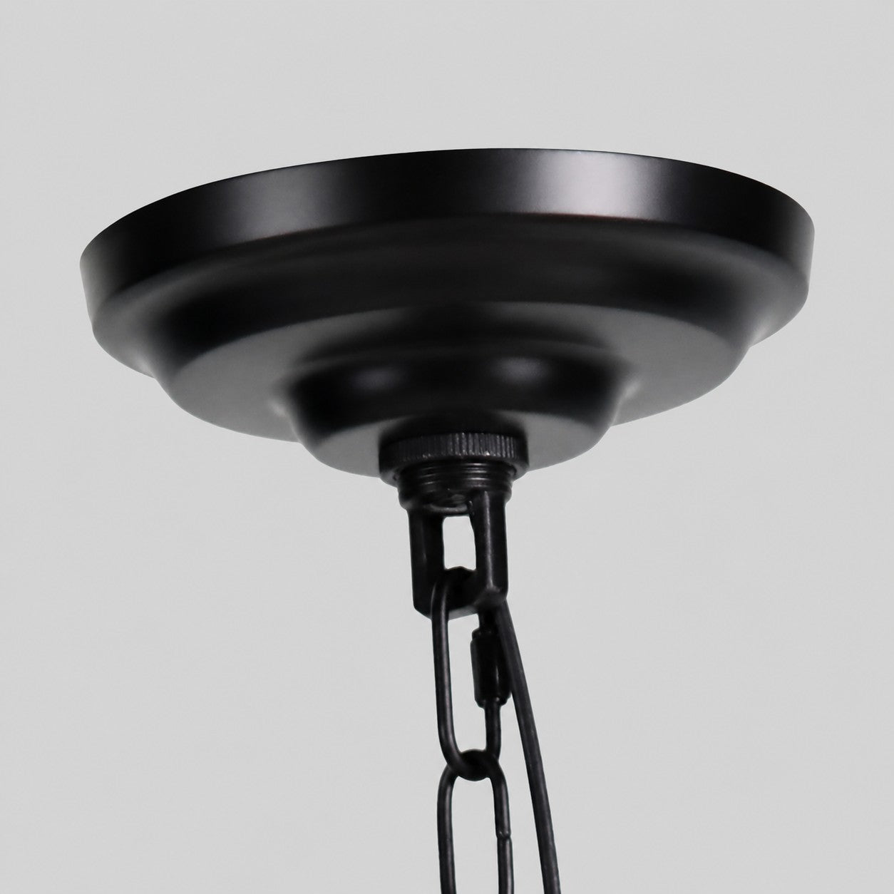 Ceiling canopy and suspension chain detail