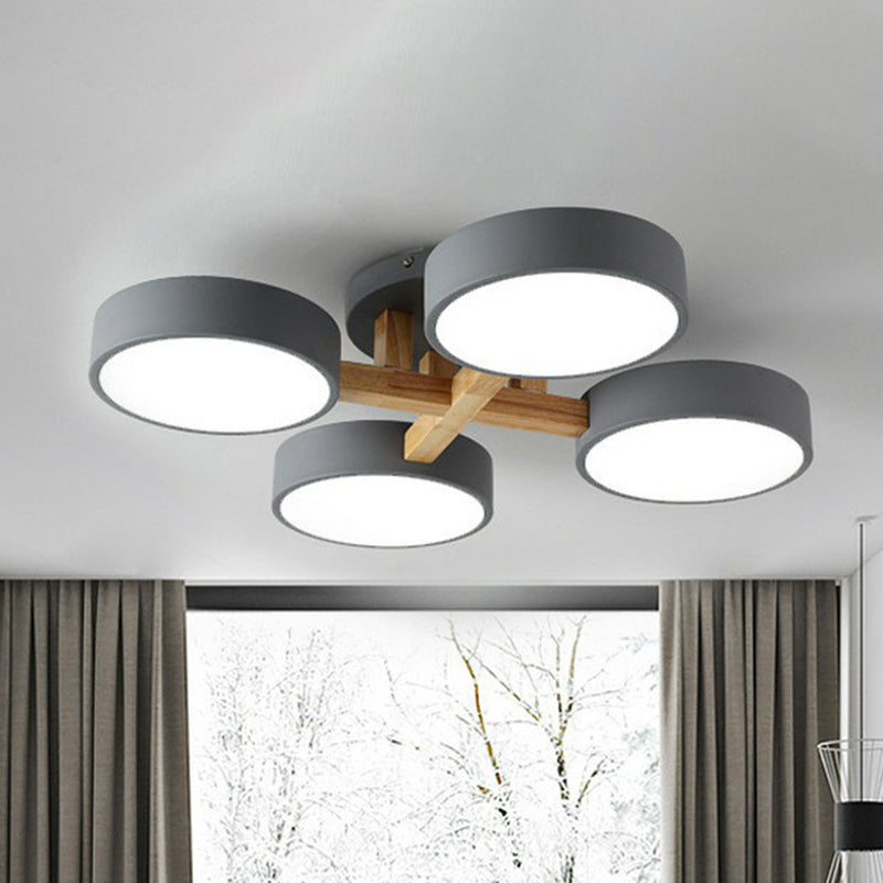 LED Ceiling Light – Modern Iron Wood Fixture for Bedroom Ambiance